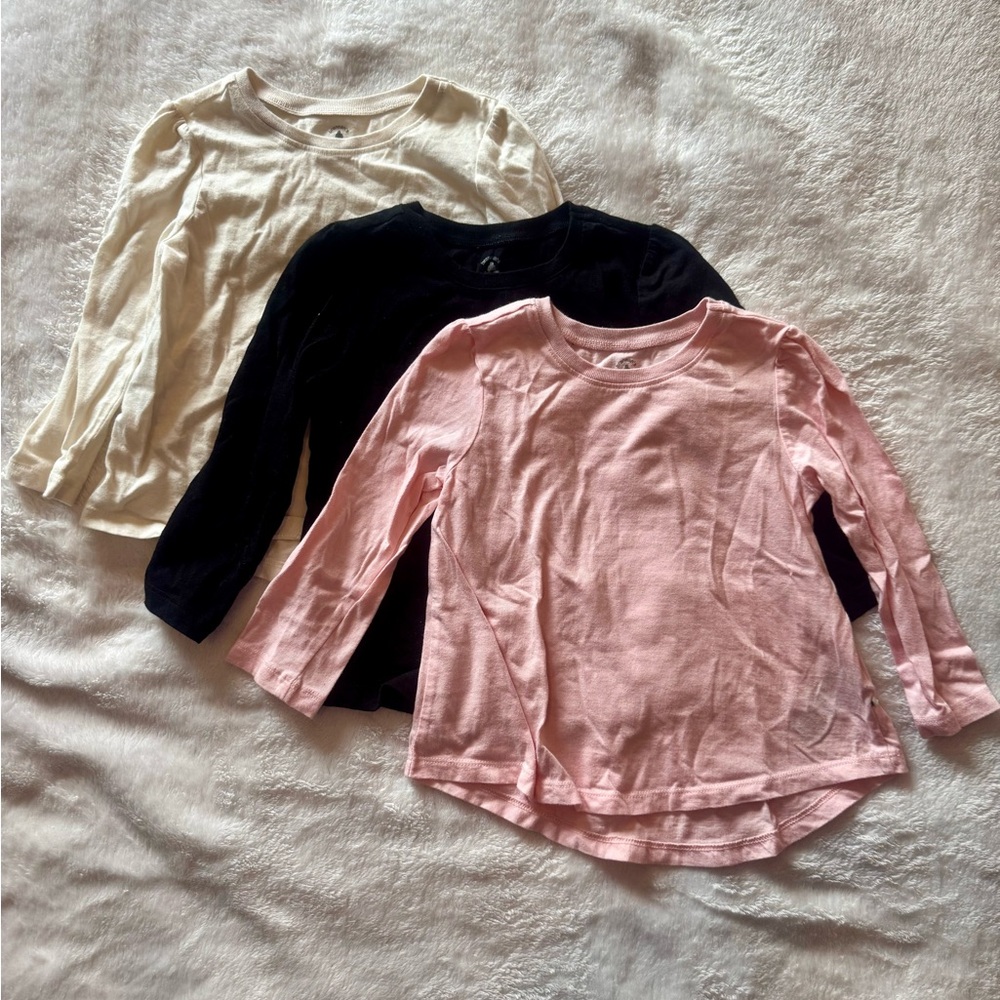GAP Kids Long Sleeve Tees - Cream, Black, Pink